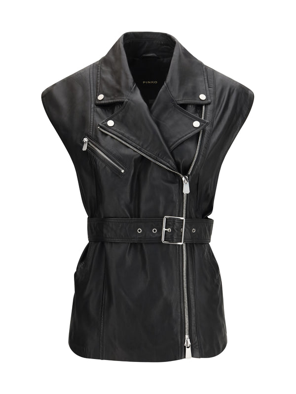 Pinko Outer: 100% goatskin; Inner: 100% polyester vest in black