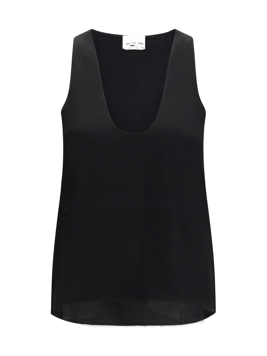 Sa Su Phi 60% silk tank top in black