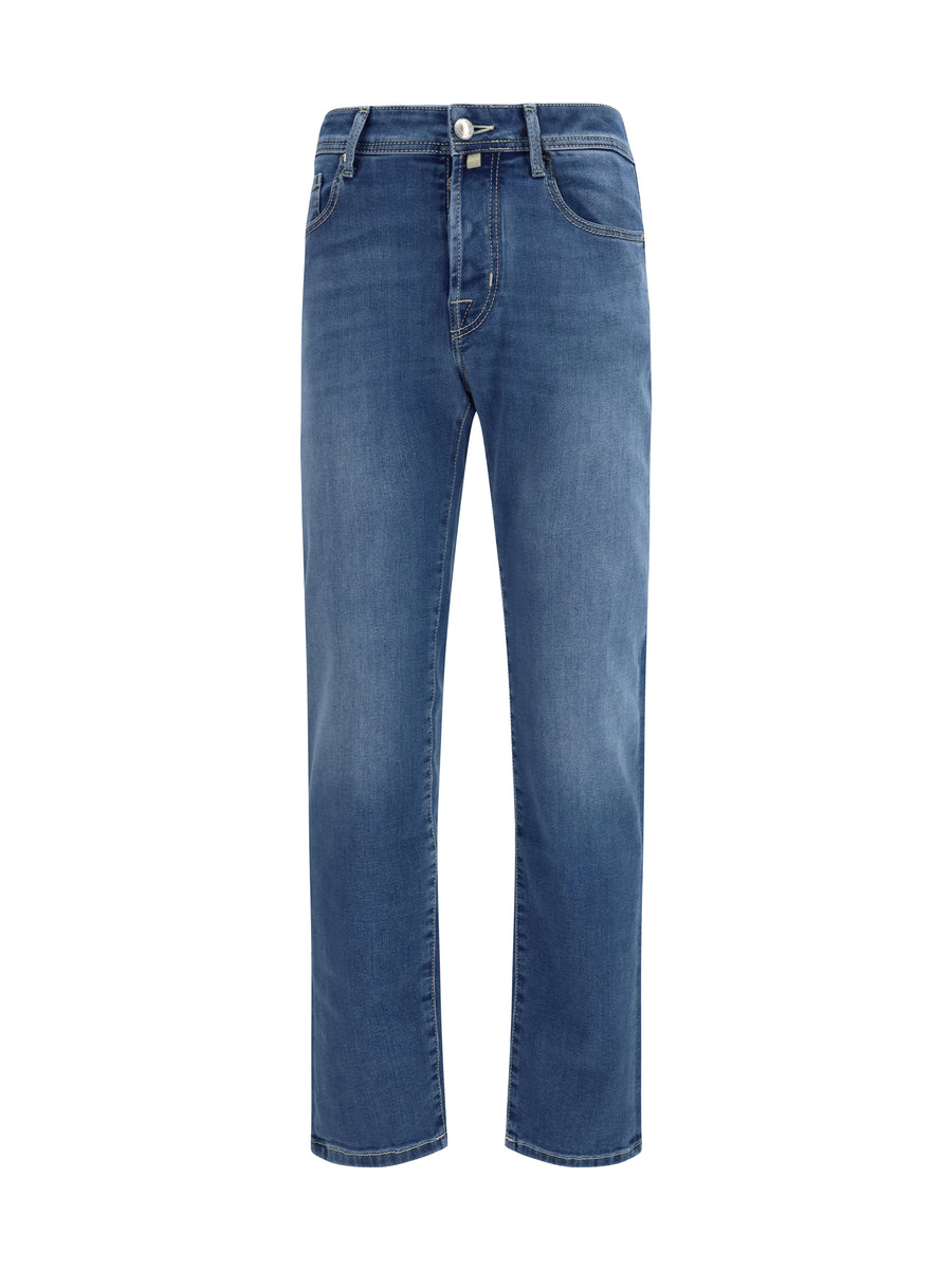 Slim Fit Jeans Medium Blue Cotton; Elastane