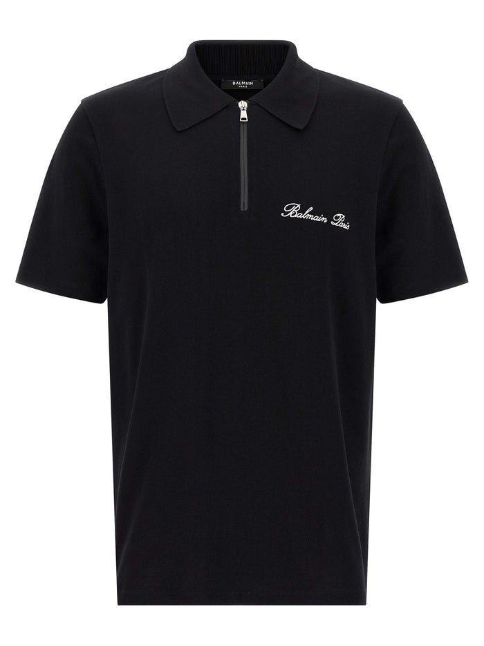 Logo embroidery polo shirt White/black Cotton
