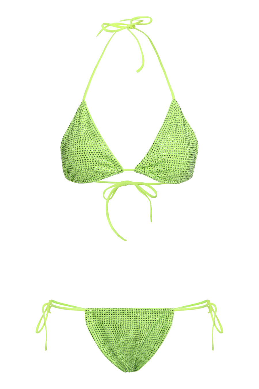 Two-Piece Light Green Swimsuit Other Fibers Bikinis