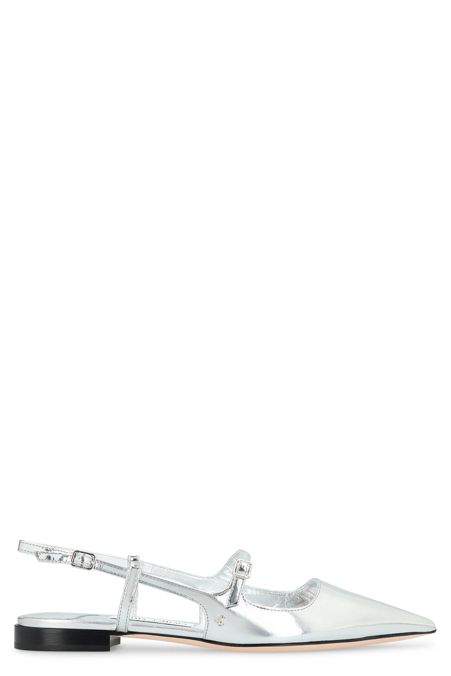 Jimmy Choo Didi Leather Slingback Pumps Silver Ballerina Shoes