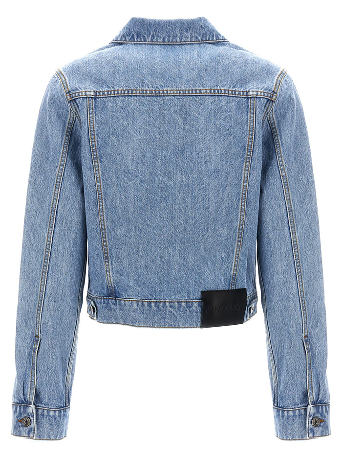 Padlock Strap Trucker jacket Light Blue Cotton Casual Jackets, Parka