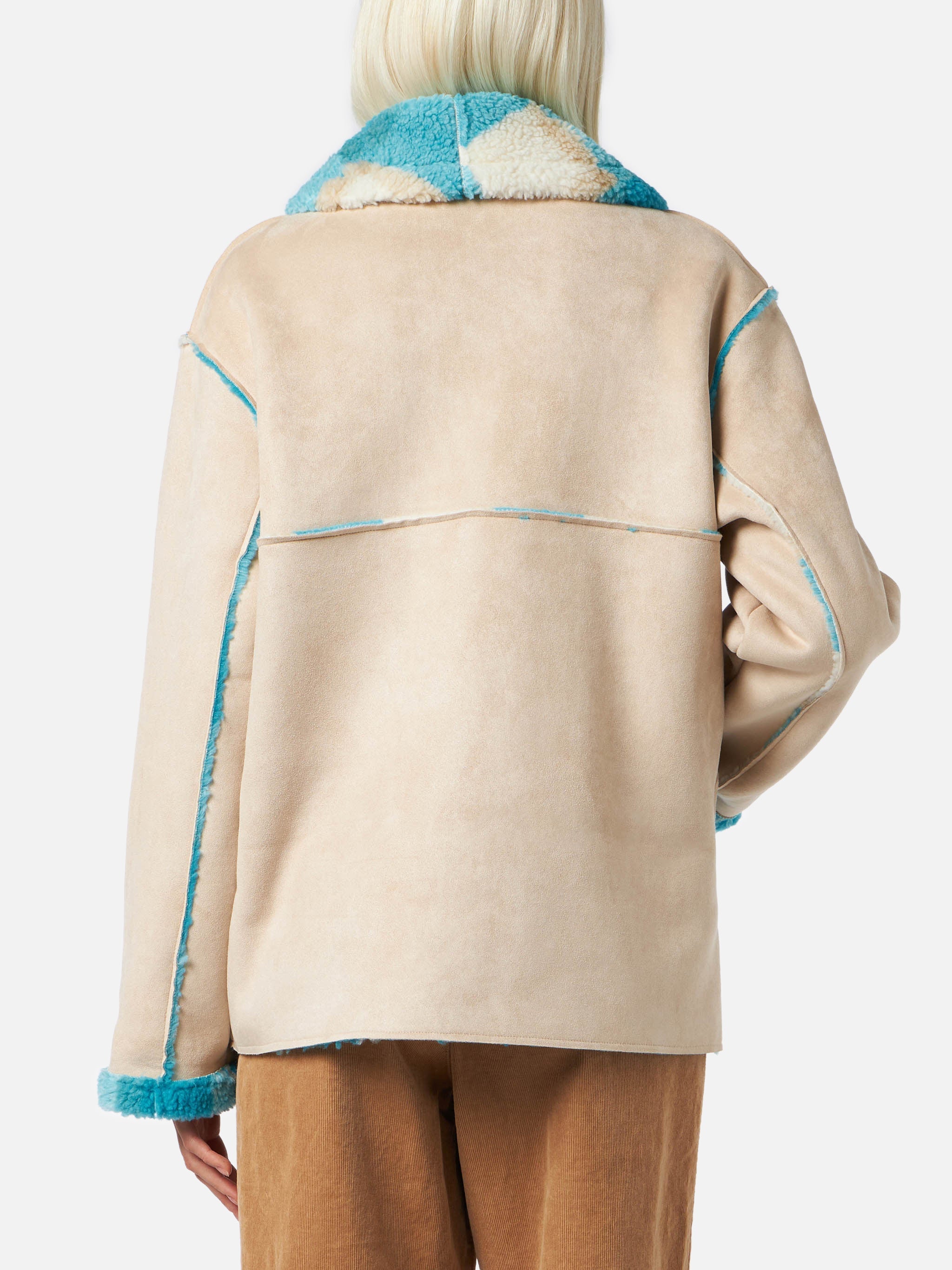 Dorys Reversible Shearling-Effect Jacket With Tartan Print White Coat