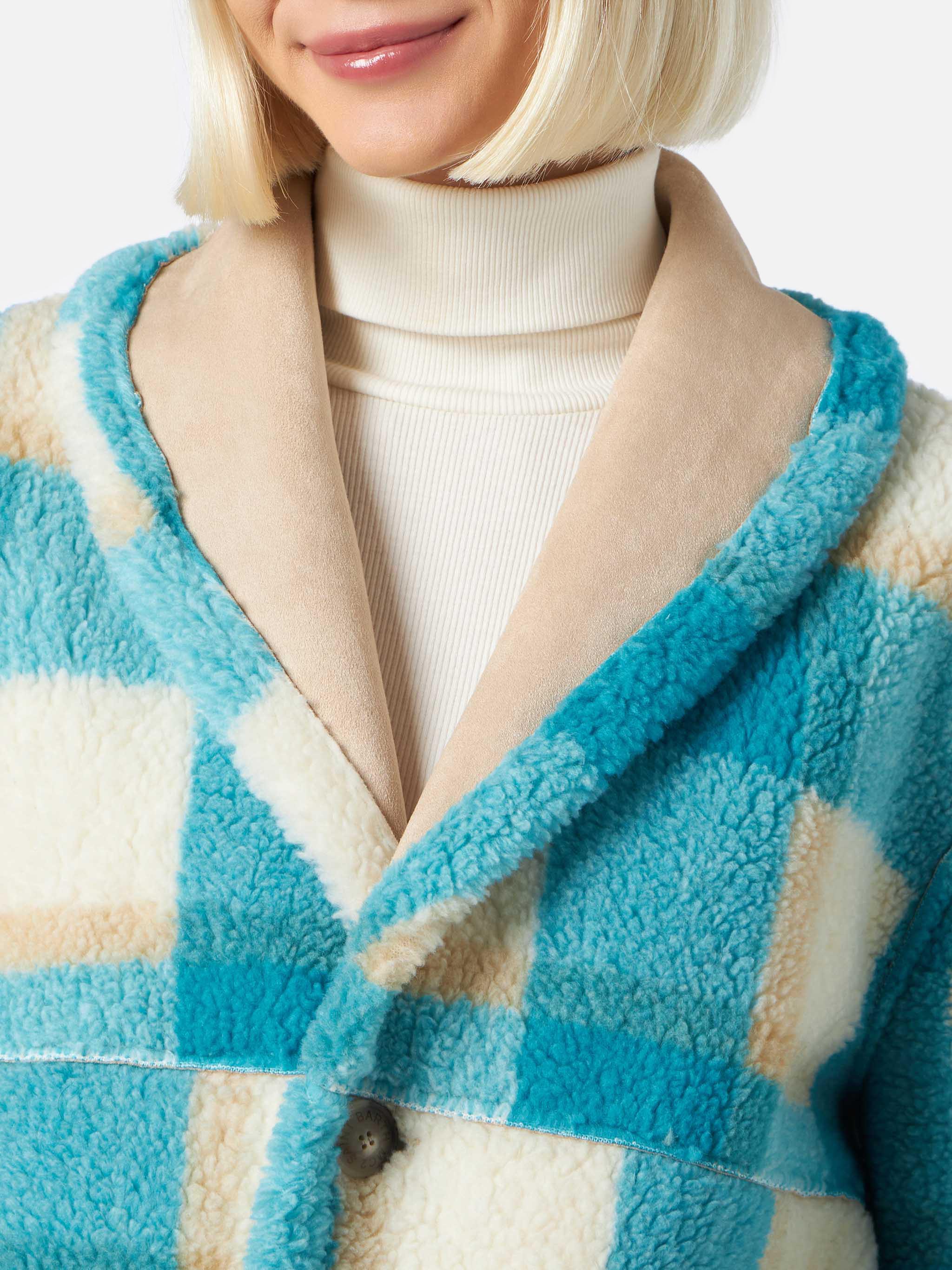 Dorys Reversible Shearling-Effect Jacket With Tartan Print White Coat
