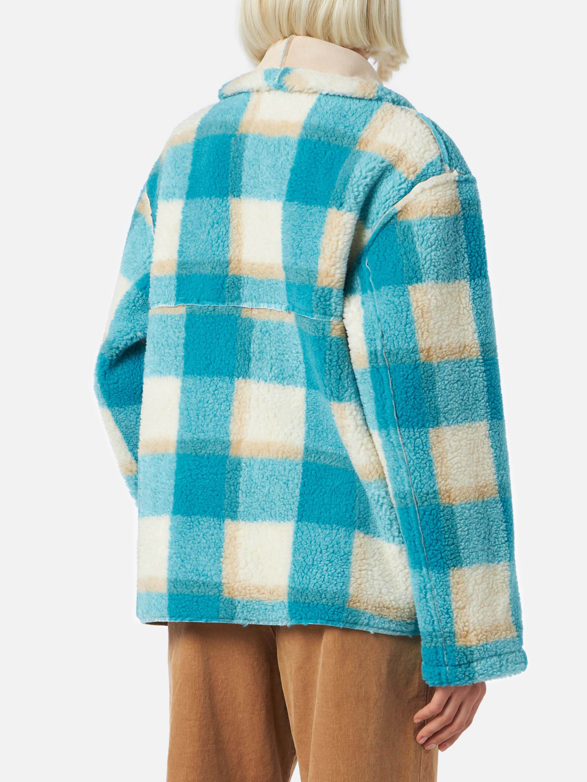 Dorys Reversible Shearling-Effect Jacket With Tartan Print White Coat