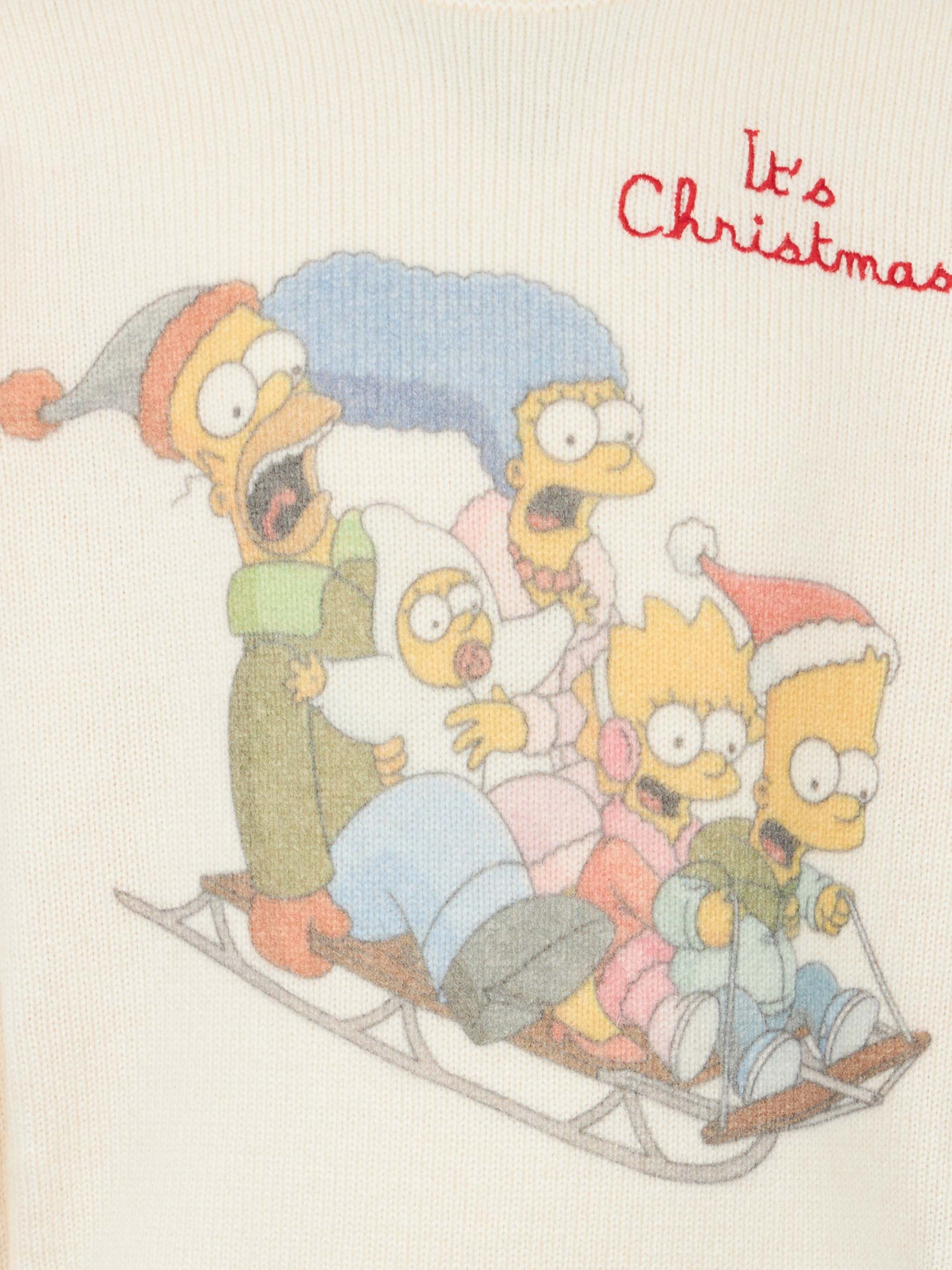 Boy Crewneck Sweater With The Simpson Family Jacquard | Simpsons Special Edition White