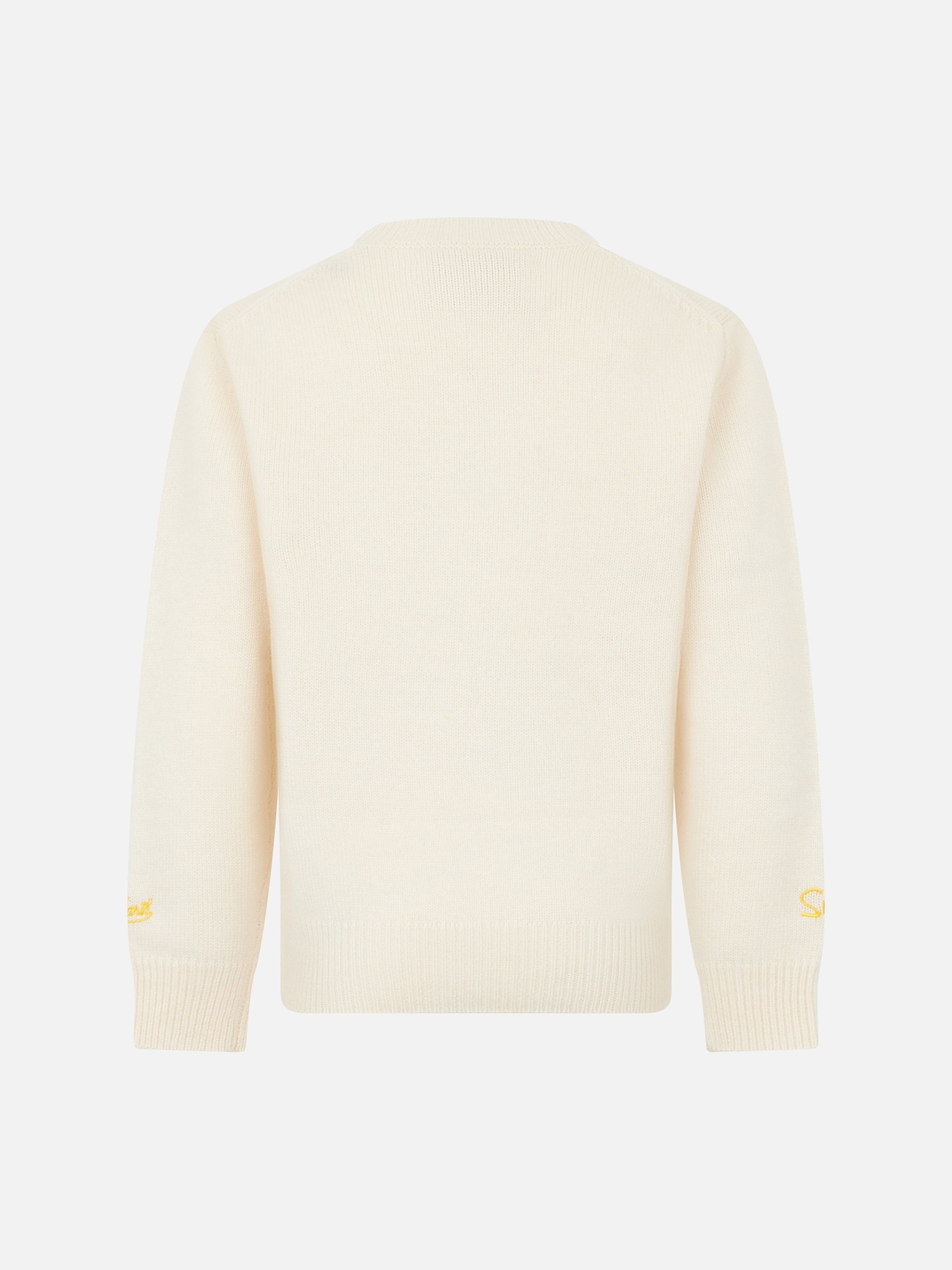 Boy Crewneck Sweater With The Simpson Family Jacquard | Simpsons Special Edition White