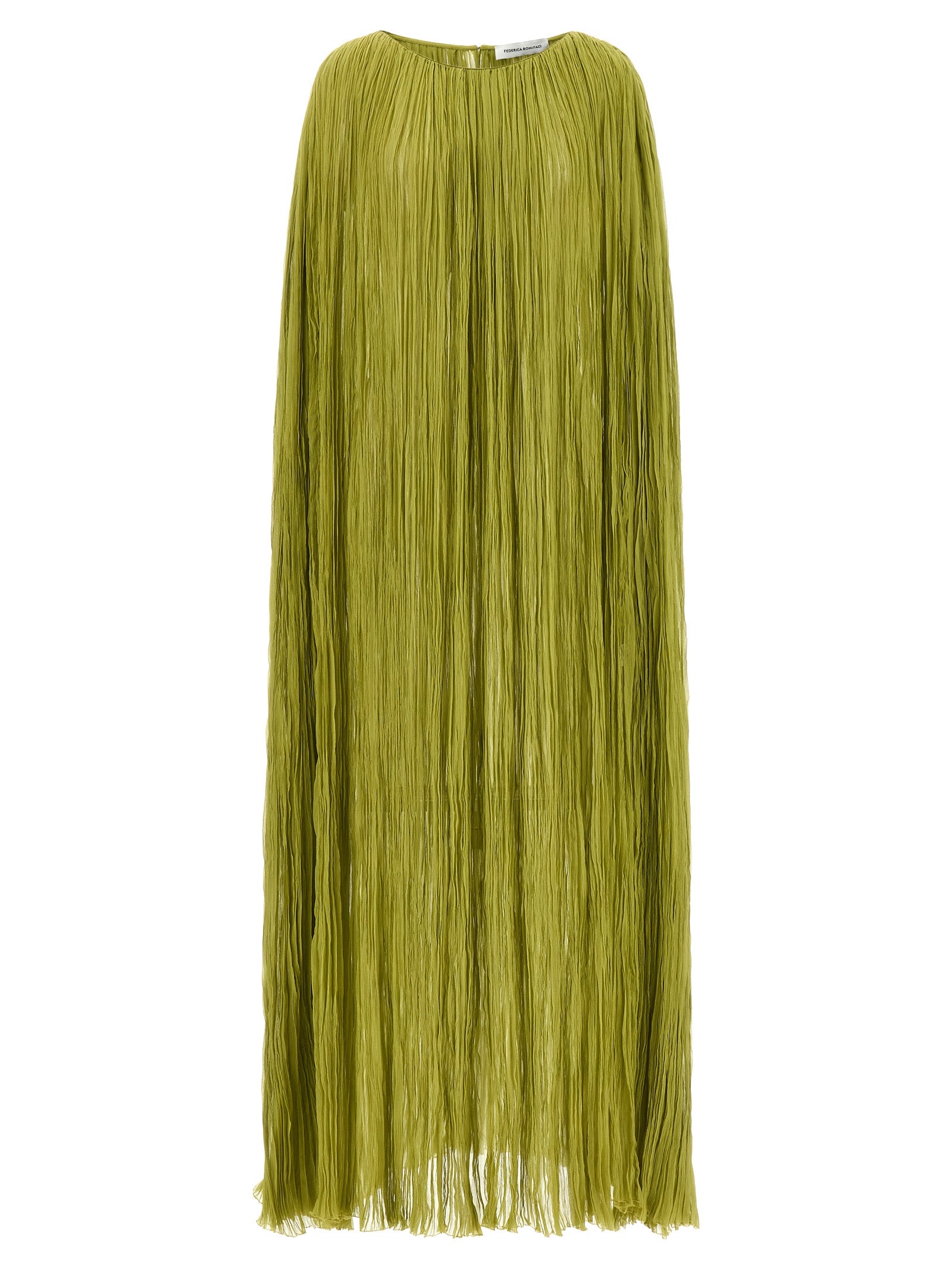 The Pleated Dress Cape Green Silk