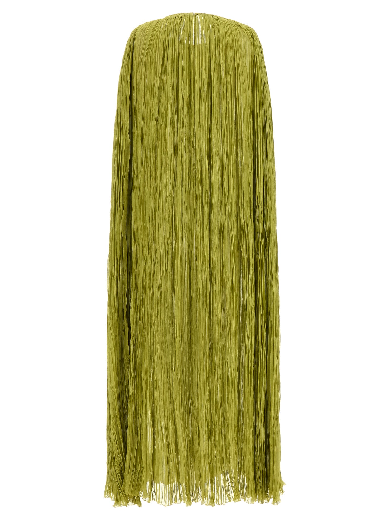 The Pleated Dress Cape Green Silk