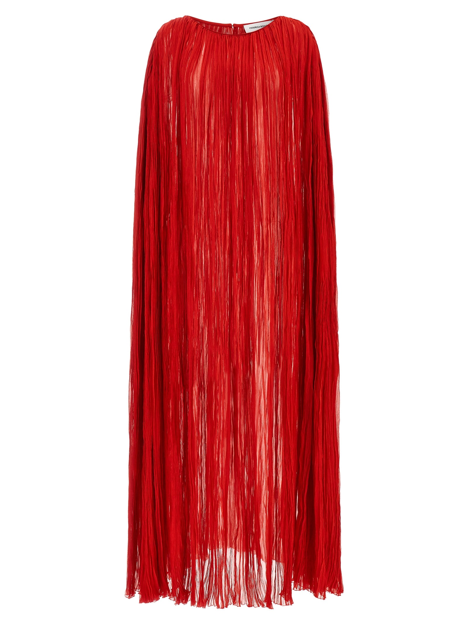The Pleated Dress Cape Red Silk