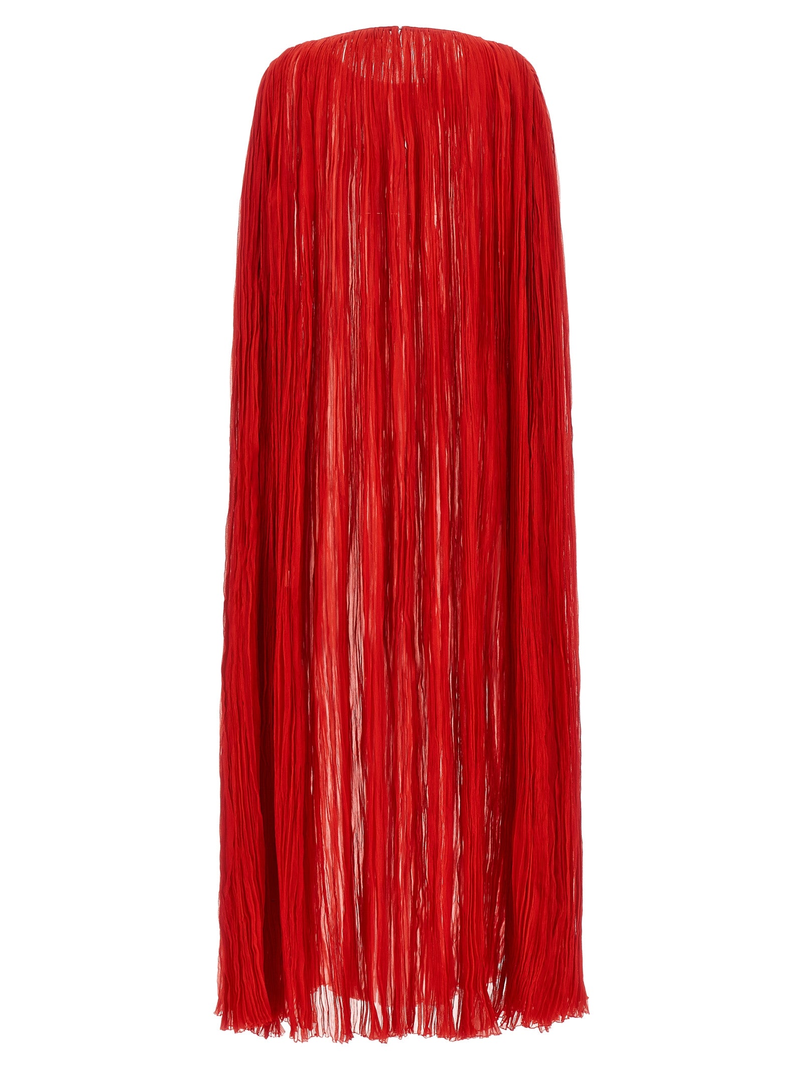 The Pleated Dress Cape Red Silk