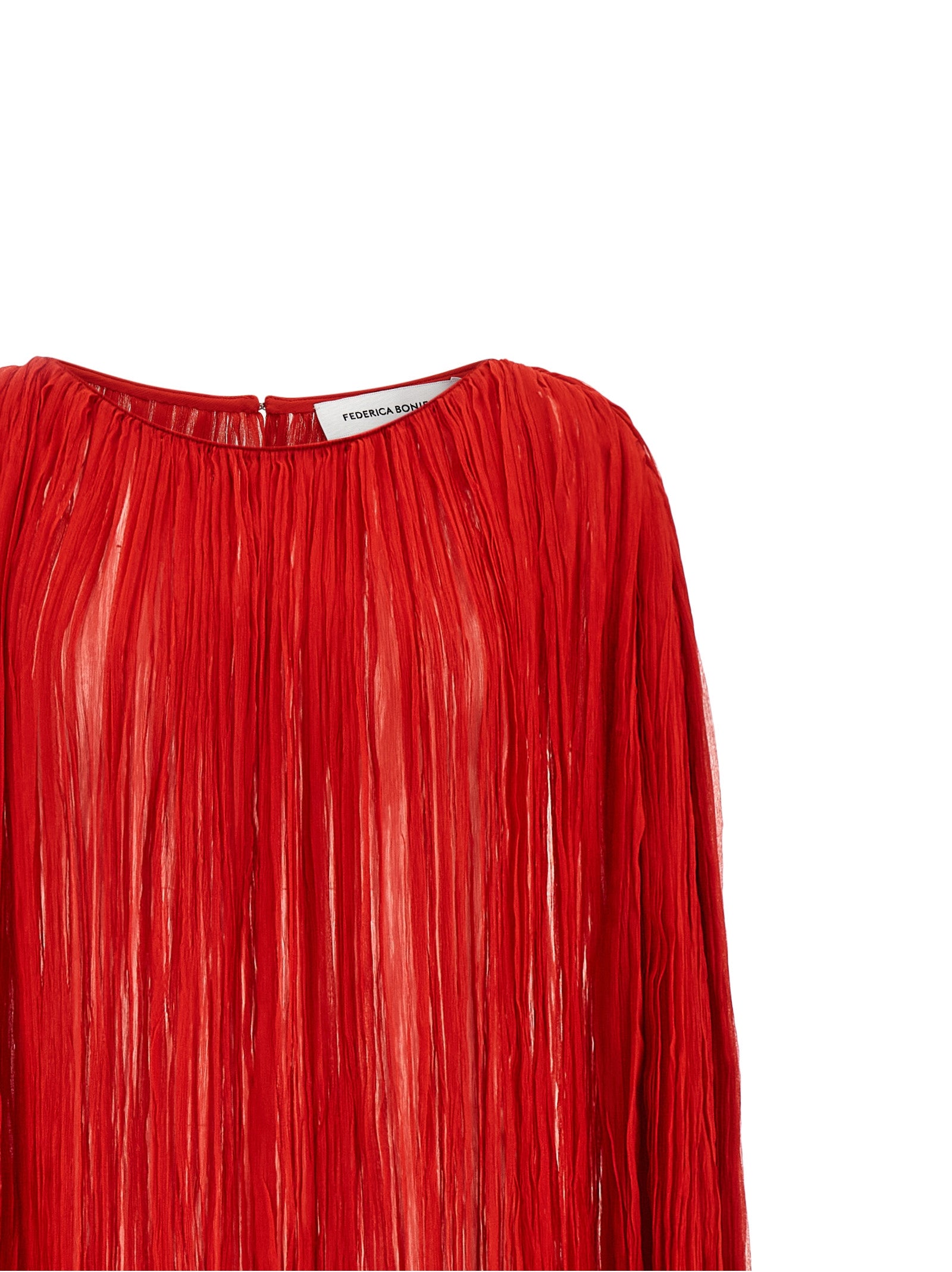 The Pleated Dress Cape Red Silk