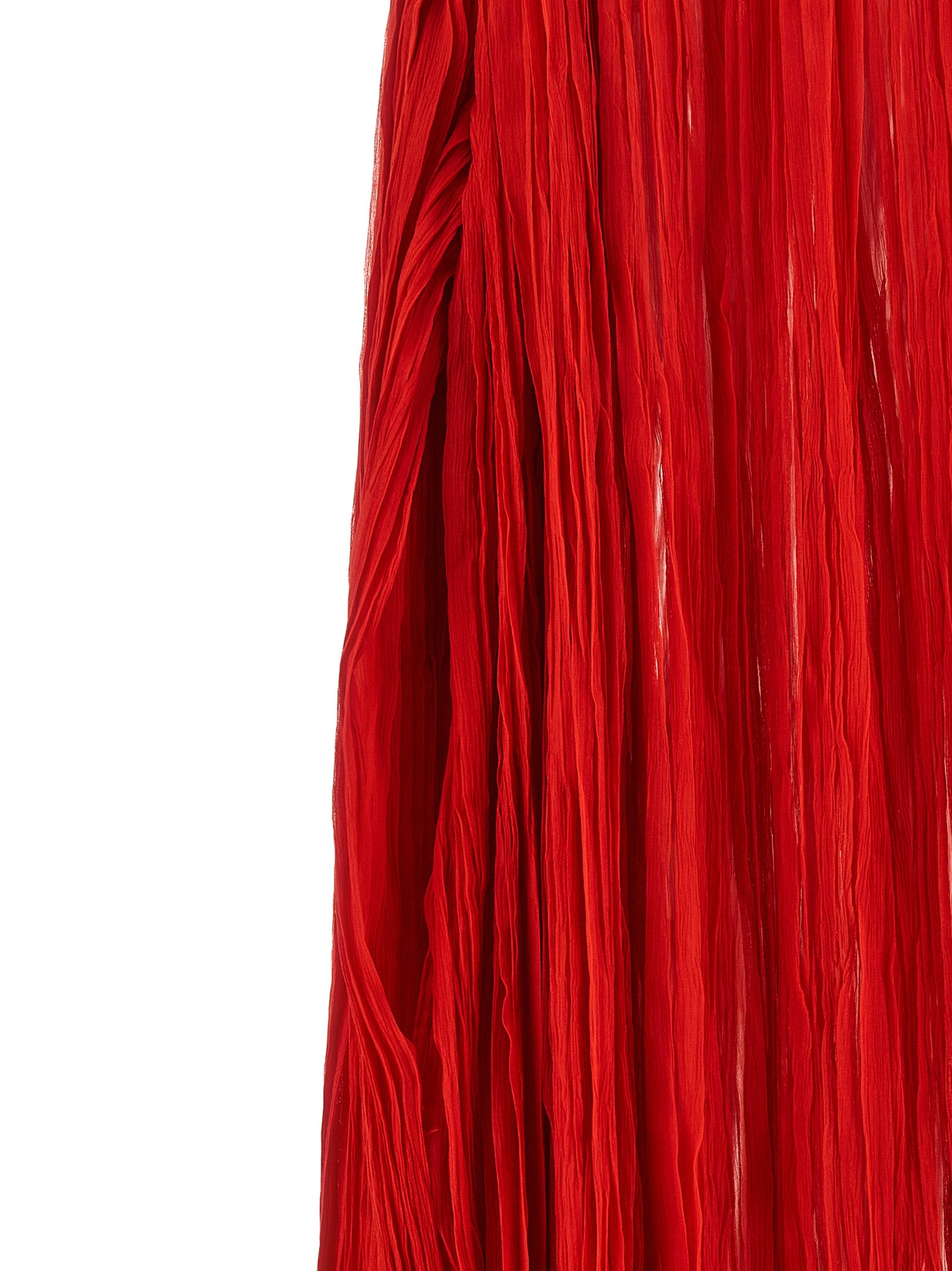 The Pleated Dress Cape Red Silk