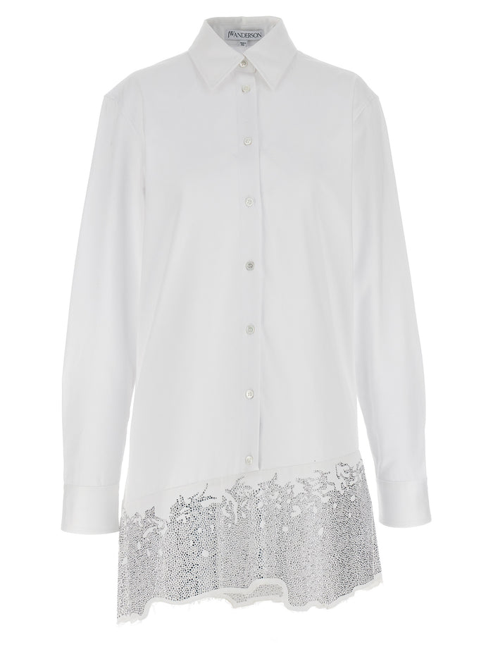 Rhinestone shirt dress White Cotton
