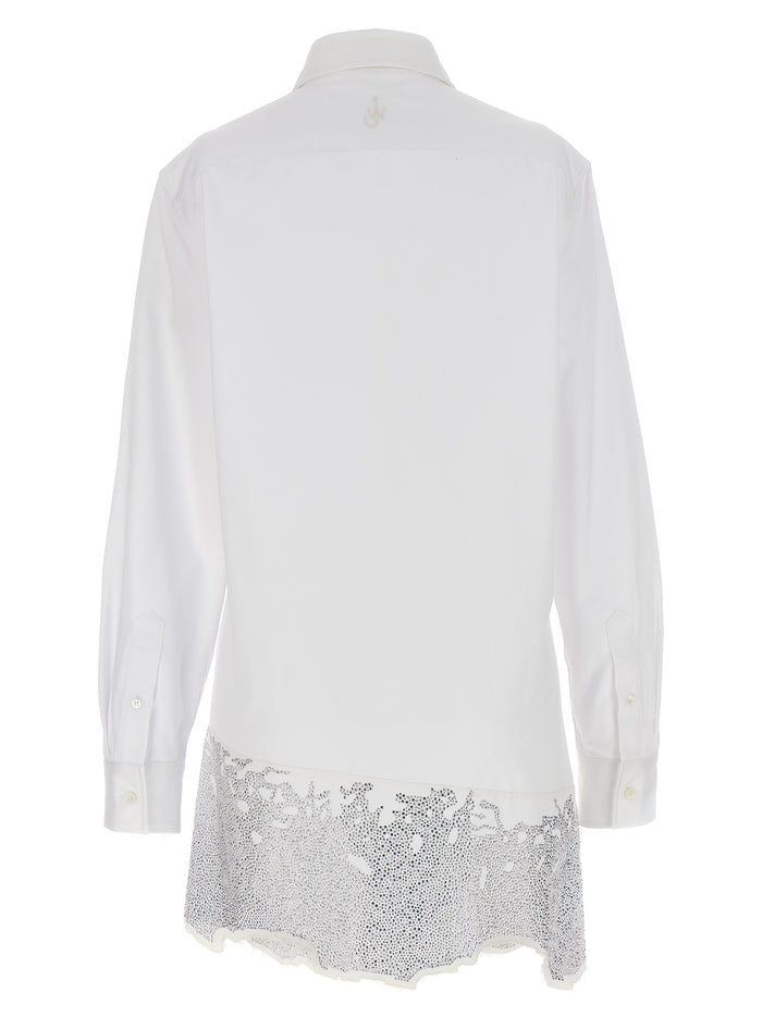 Rhinestone shirt dress White Cotton