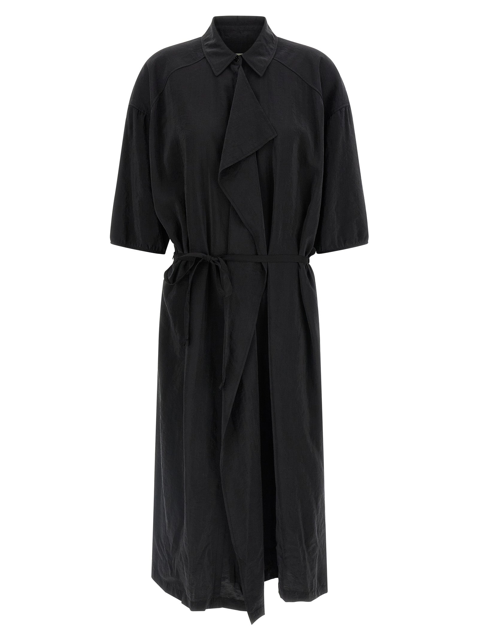 Asymmetrical Shirt dress Black Silk