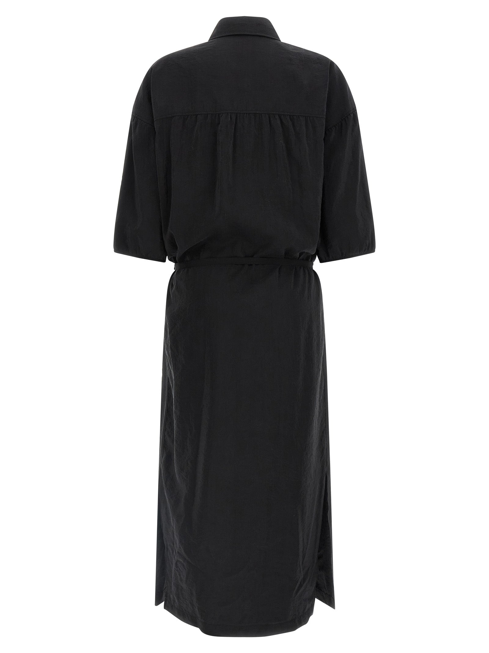Asymmetrical Shirt dress Black Silk