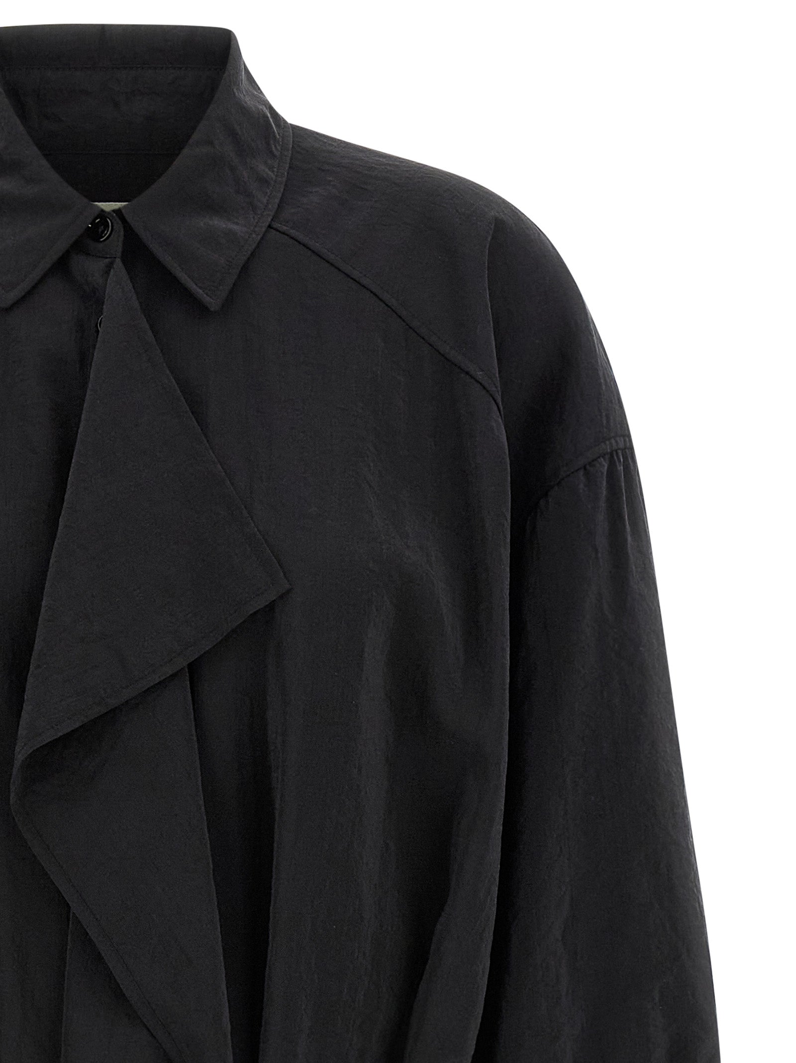 Asymmetrical Shirt dress Black Silk