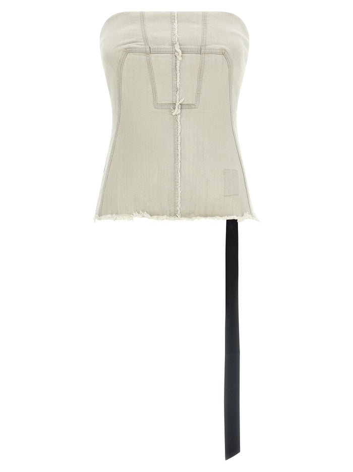 Bustier top Gray Cotton Elastane Ru Tops
