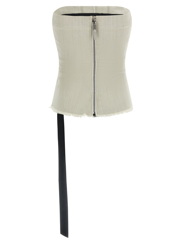 Bustier top Gray Cotton Elastane Ru Tops