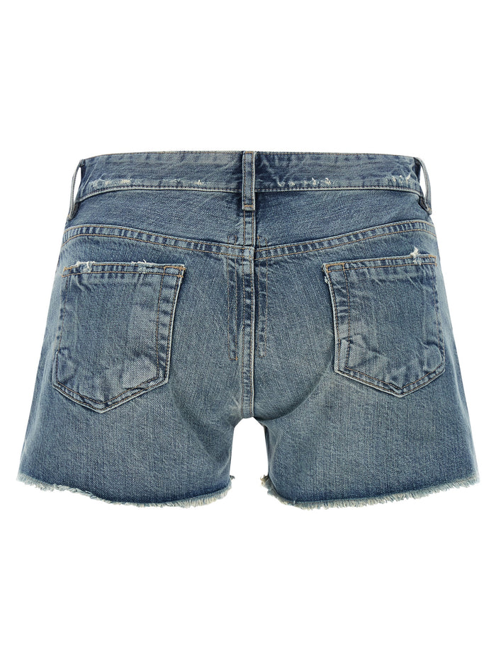 Lana Cut Offs shorts Blue Cotton Bermuda