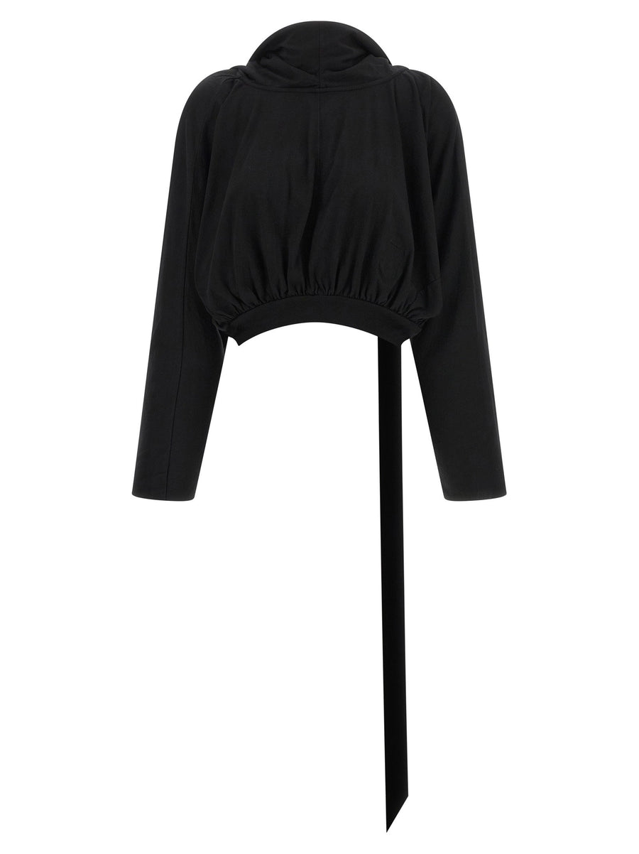 Drkshdw Cropped Cotton Jersey Hoodie — Black
