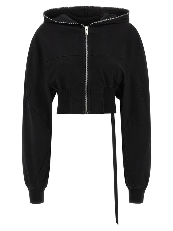 Drkshdw Cropped Compact Cotton Hoodie — Black