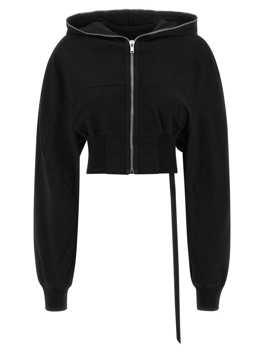 Drkshdw Cropped Compact Cotton Hoodie — Black