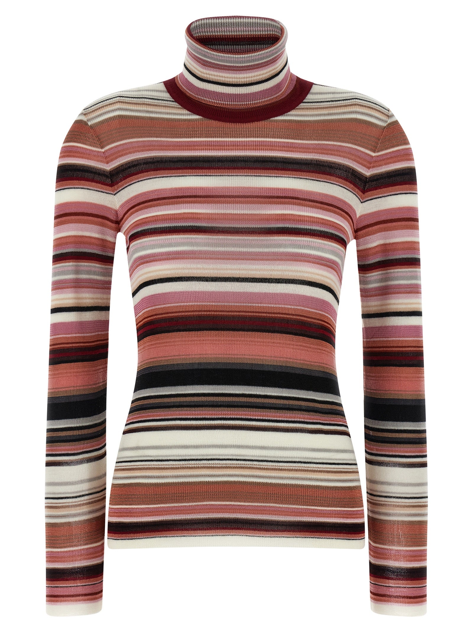 Striped turtleneck sweater Pink Viscose Sweater, Cardigans