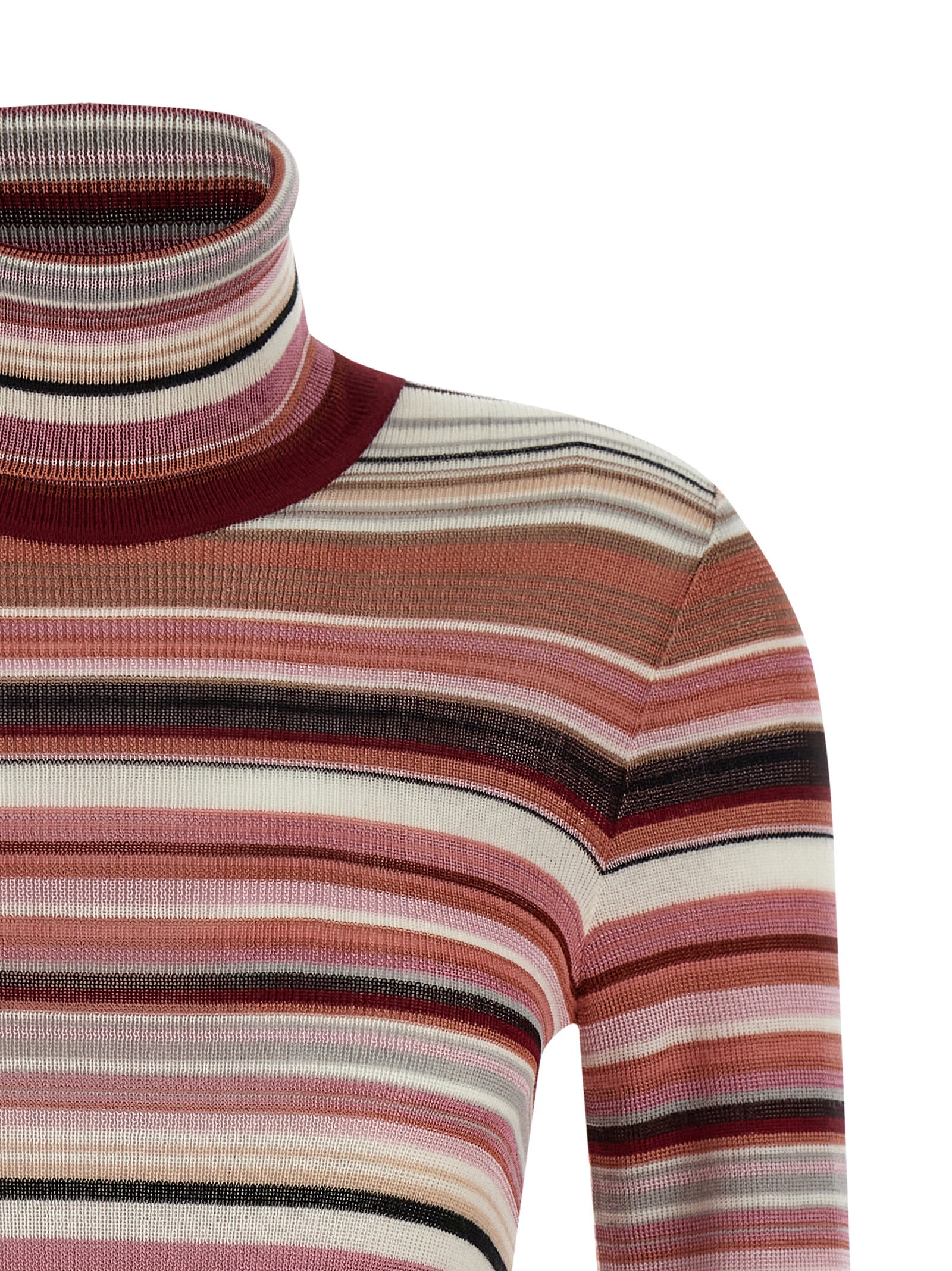 Striped turtleneck sweater Pink Viscose Sweater, Cardigans