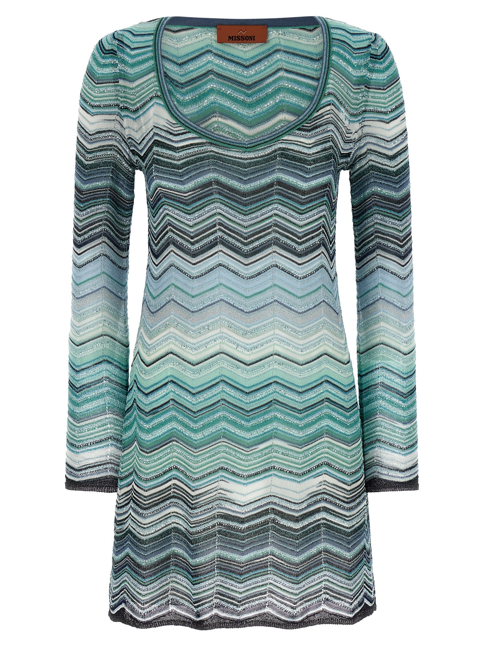 Chevron Lamé Dress Green