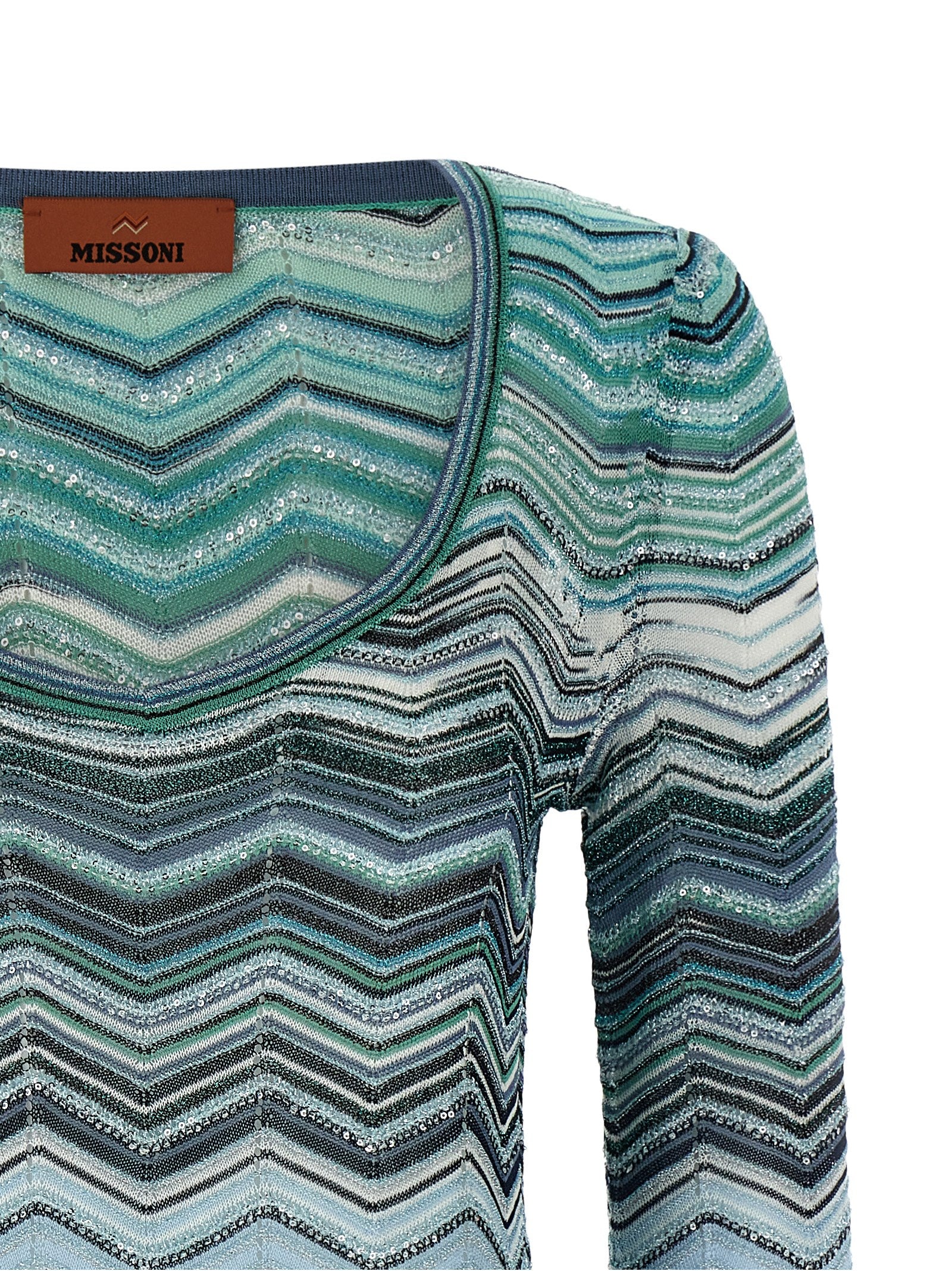 Chevron Lamé Dress Green