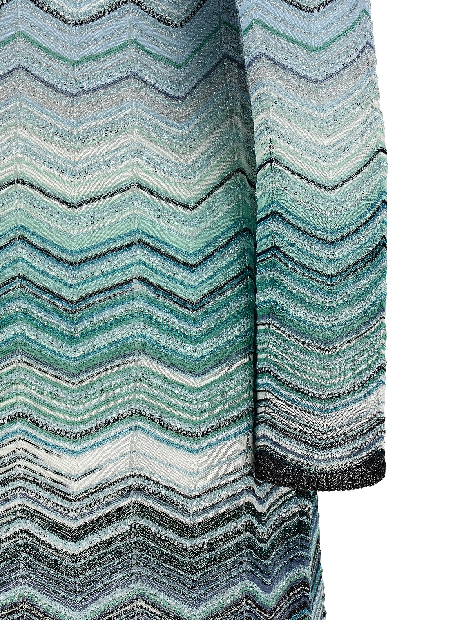 Chevron Lamé Dress Green