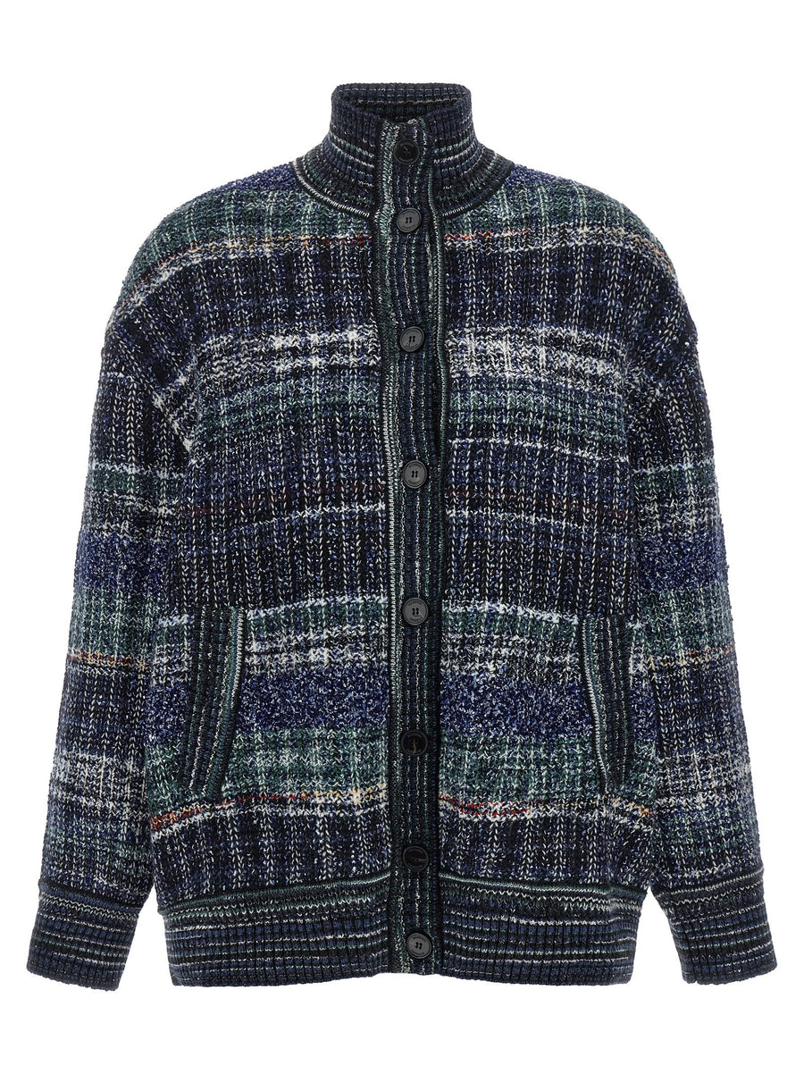 Missoni Check Wool Cardigan — Navy