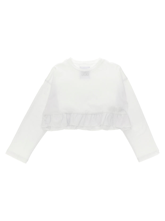Flounced T-shirt White Cotton