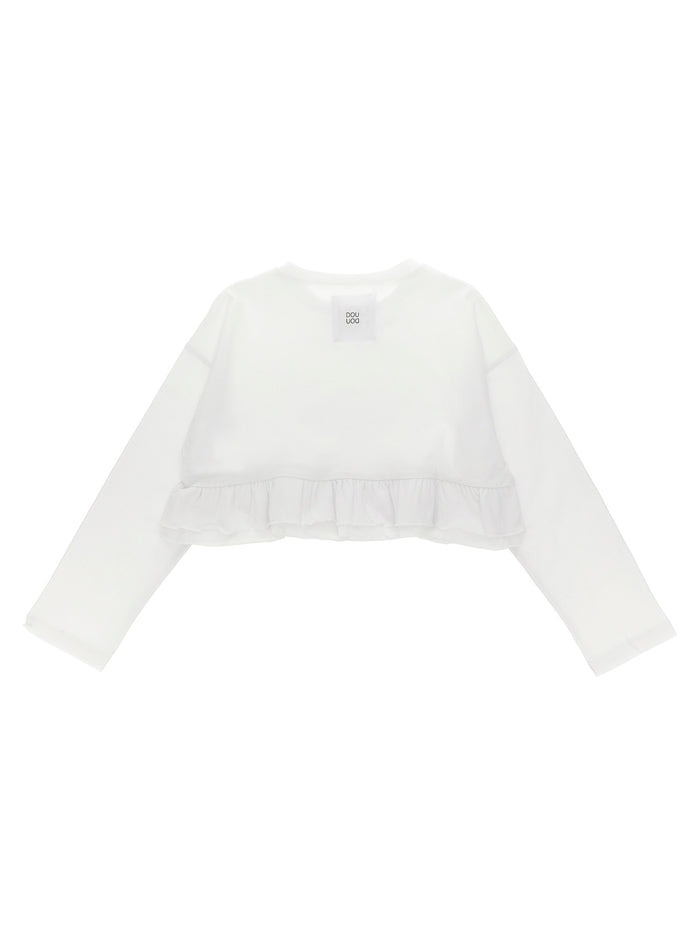 Flounced T-shirt White Cotton