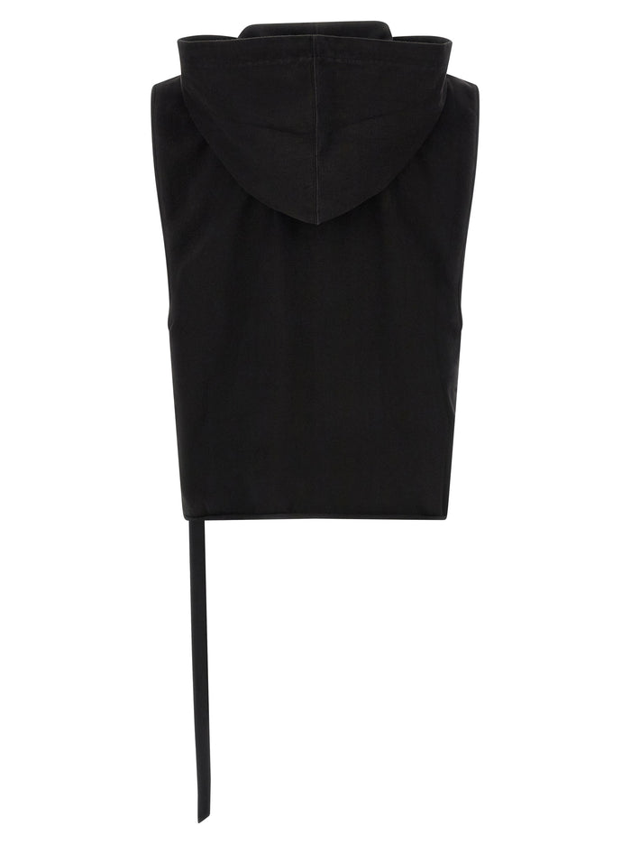 Hooded Tunic top Black Cotton Tops