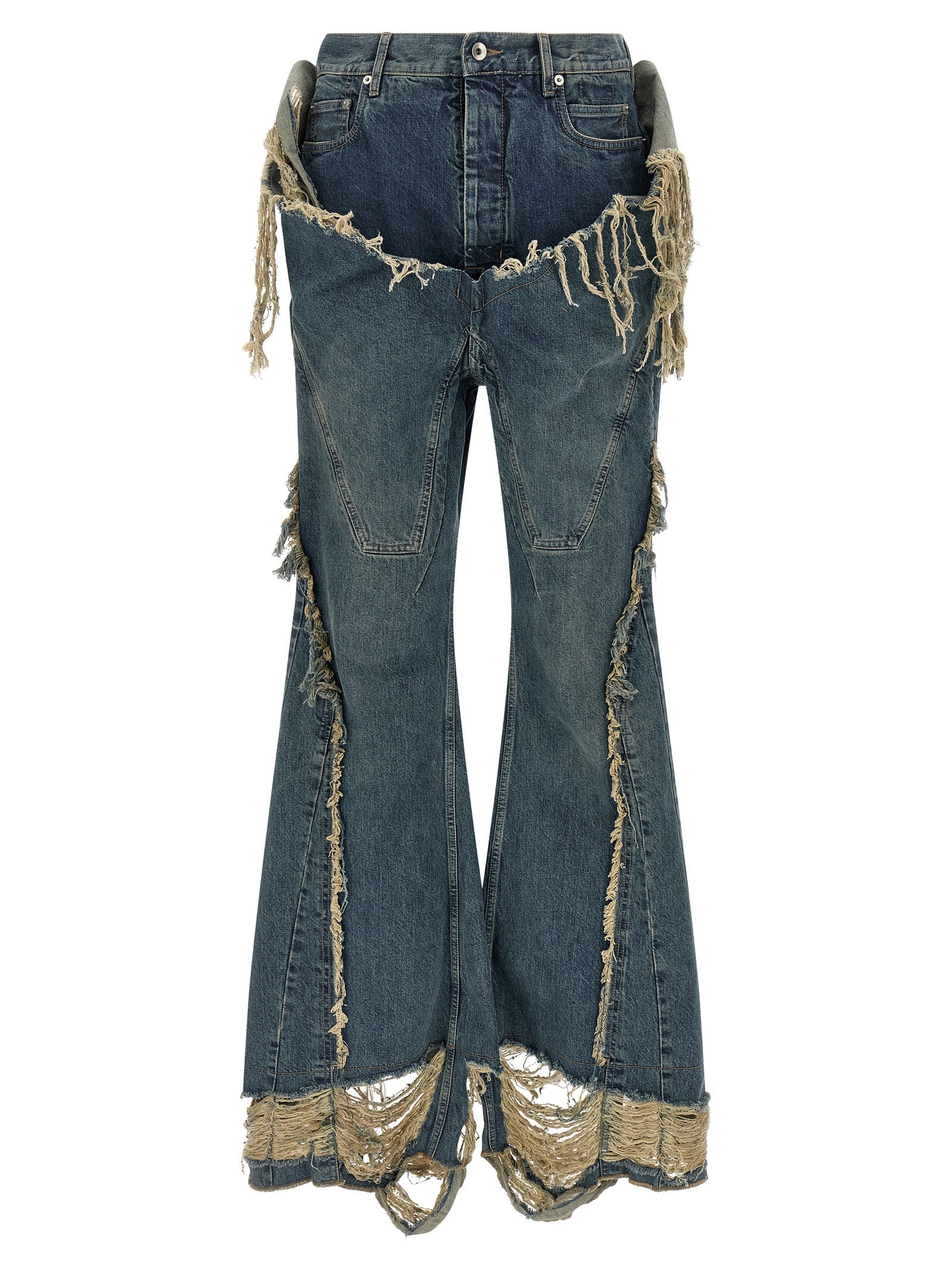 Slivered Bootcut Jeans Blue Cotton