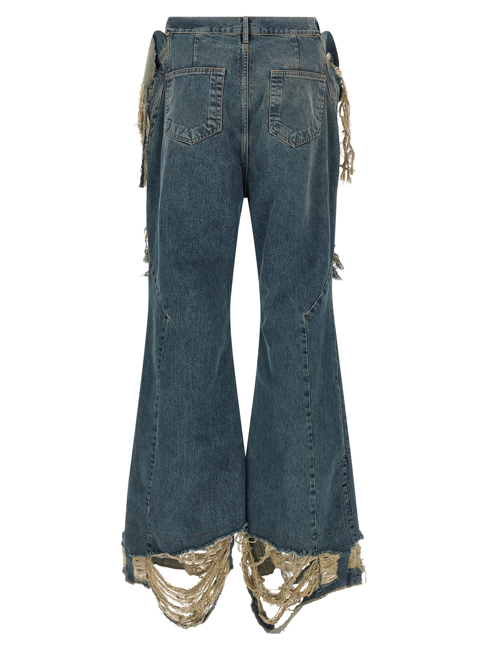 Slivered Bootcut Jeans Blue Cotton