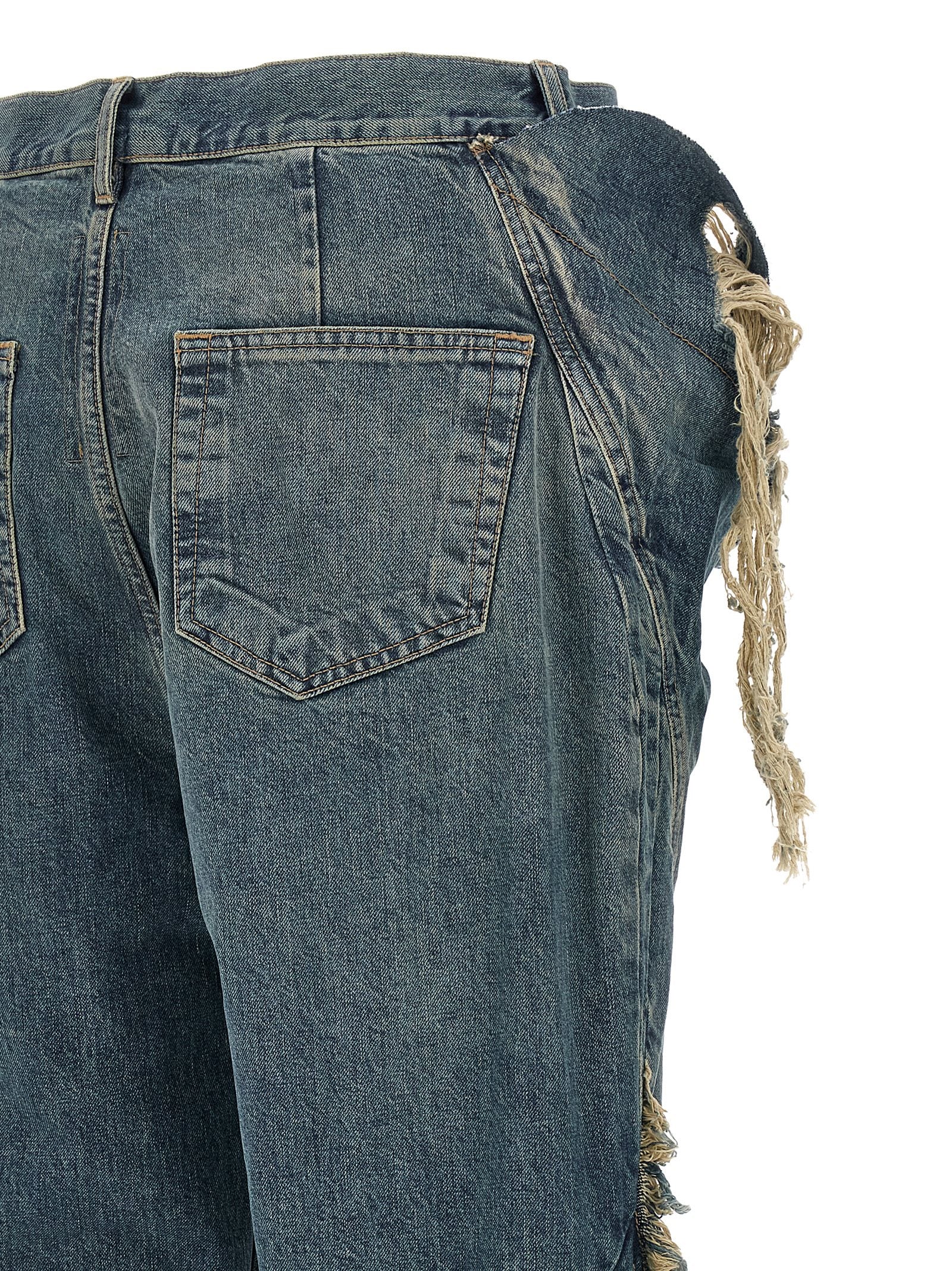 Slivered Bootcut Jeans Blue Cotton