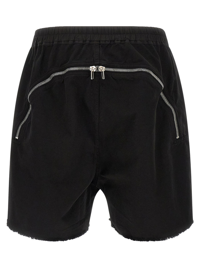 Long Boxers Butt Zip bermuda shorts Black Cotton Bermuda