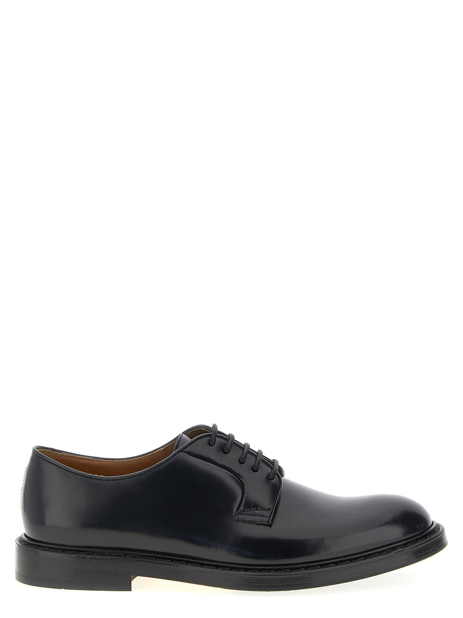 Doucal's Brushed Calf Leather Derby Oxford — Black