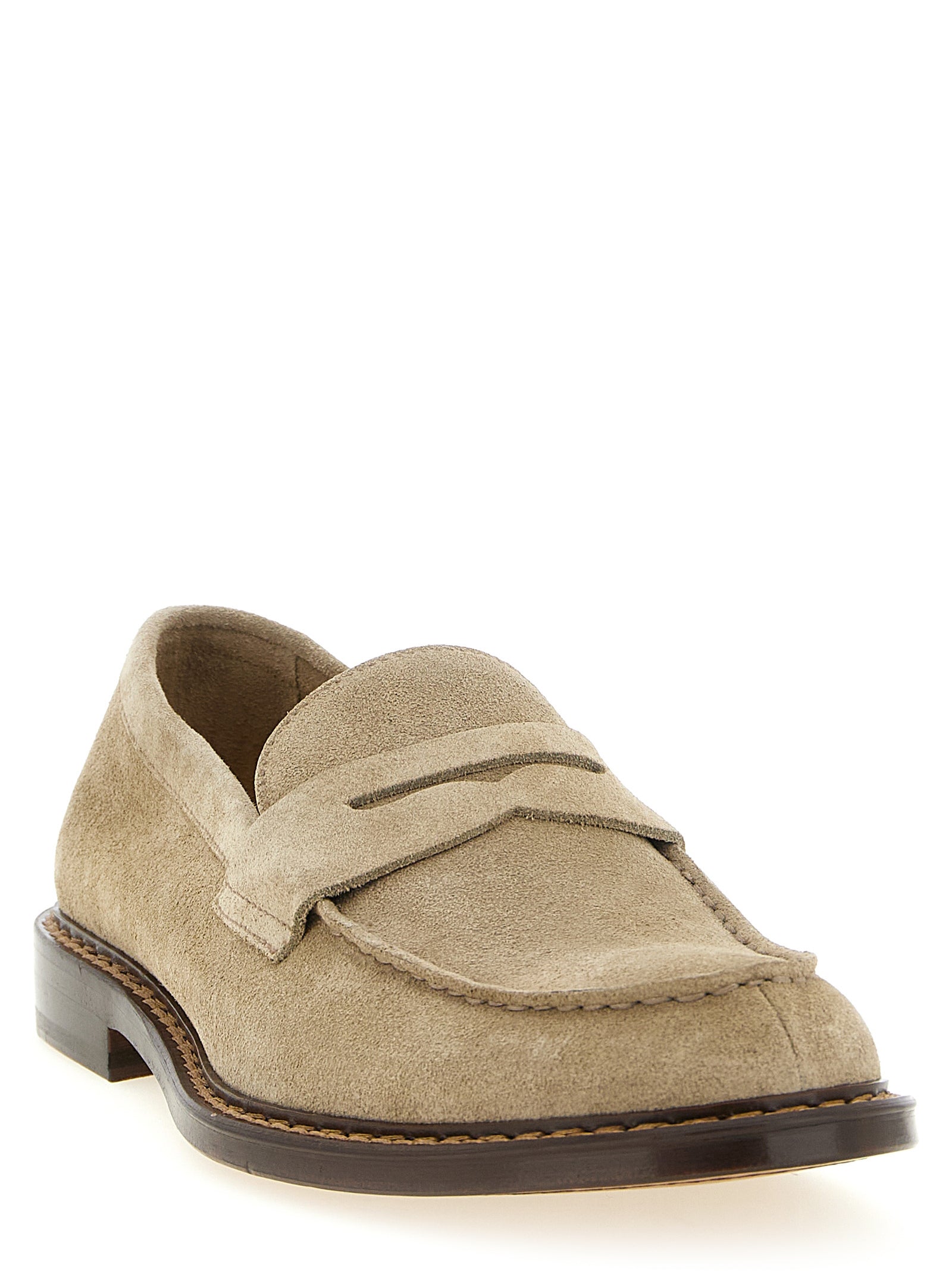 Suede loafers Beige Calfskin Leather (bos Taurus)