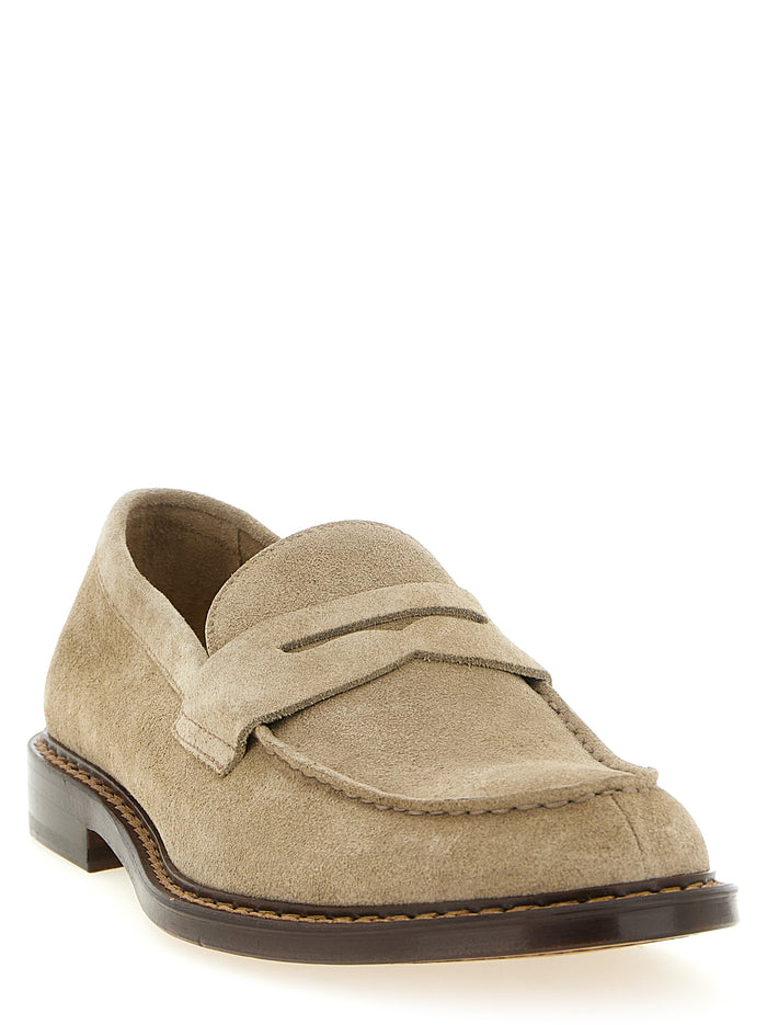 Suede loafers Beige Calfskin Leather (bos Taurus)