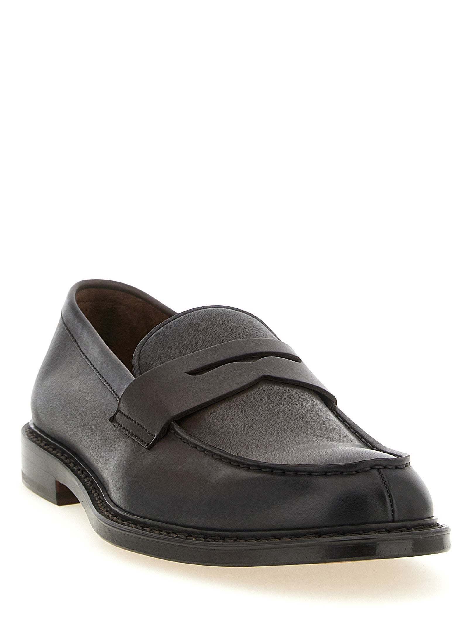 Leather loafers Brown Calfskin (bos Taurus)