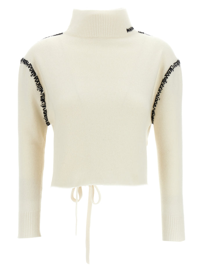 Mending detail cardigan White/black Wool Cachemire Sweater, Cardigans