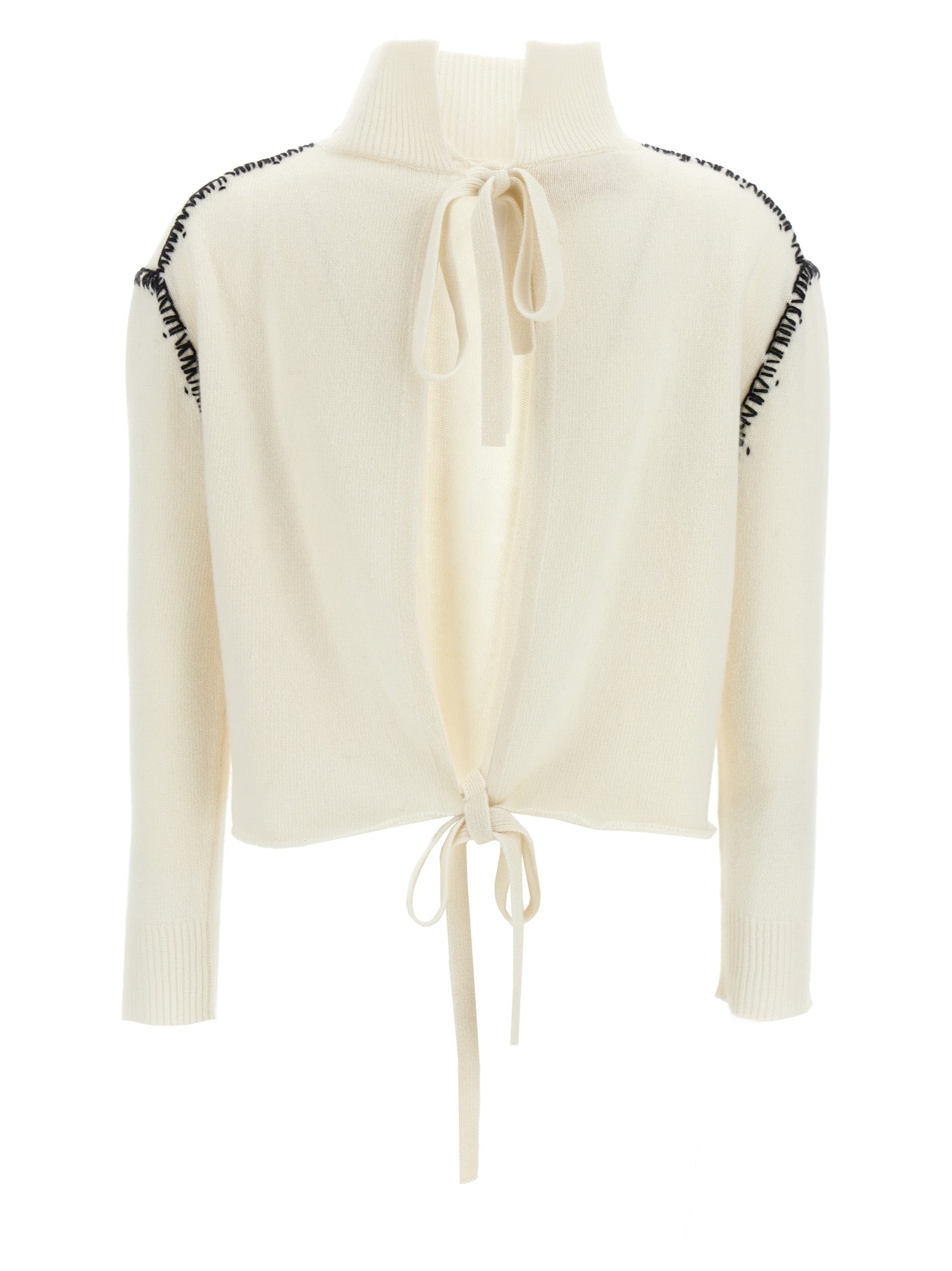 Mending detail cardigan White/black Wool Cachemire Sweater, Cardigans