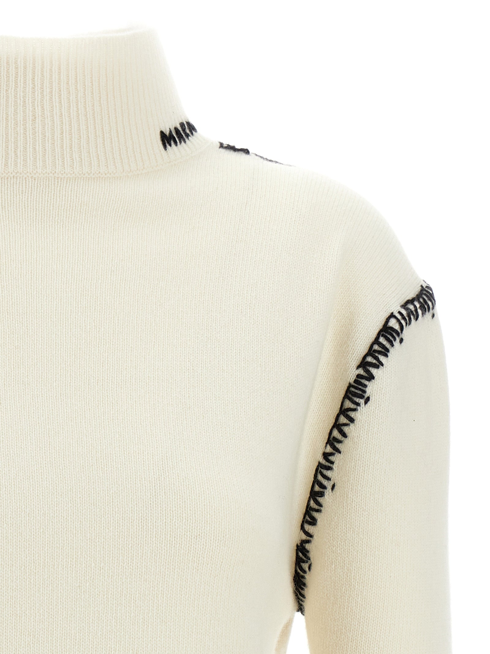 Mending detail cardigan White/black Wool Cachemire Sweater, Cardigans