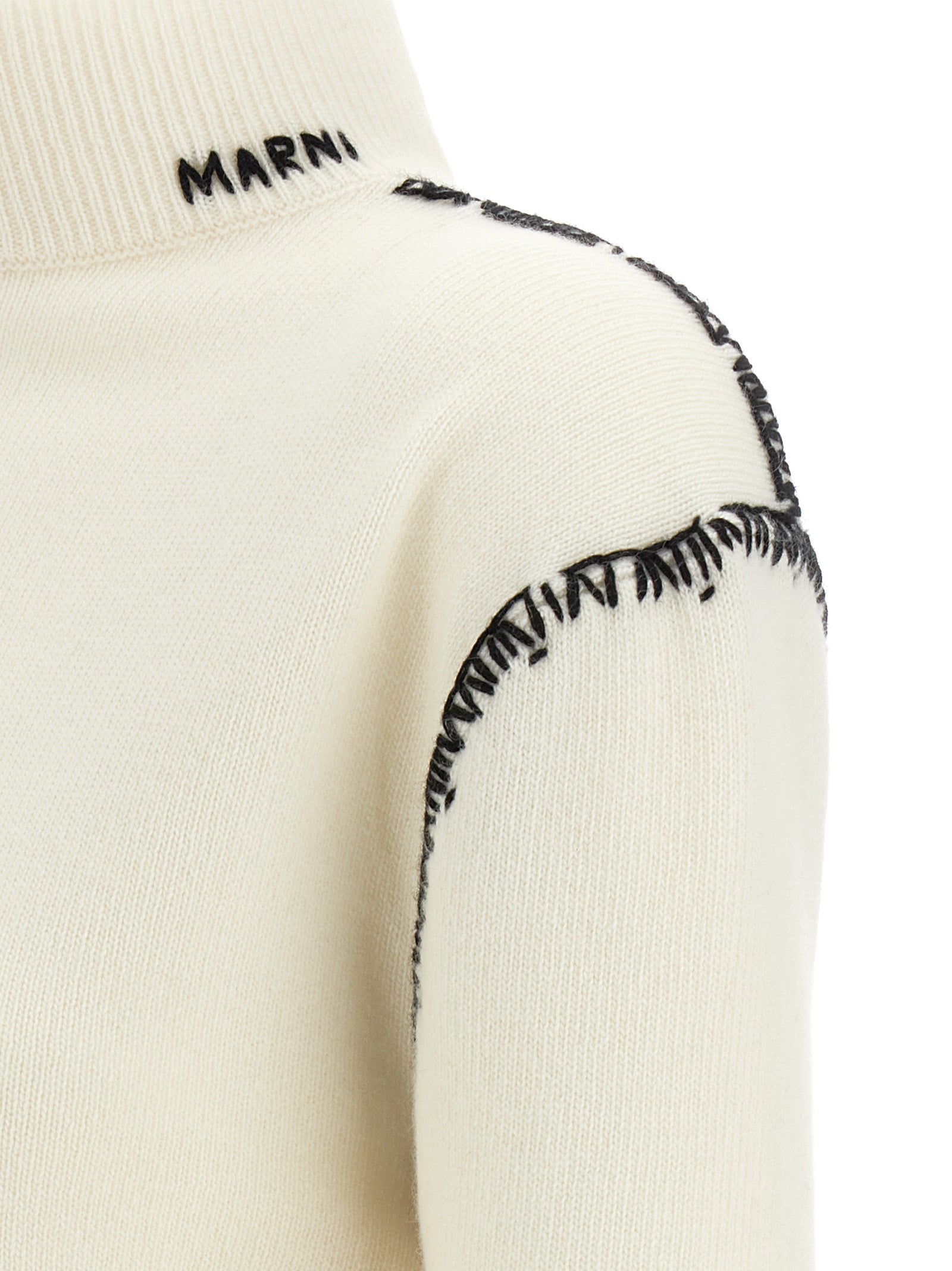 Mending detail cardigan White/black Wool Cachemire Sweater, Cardigans